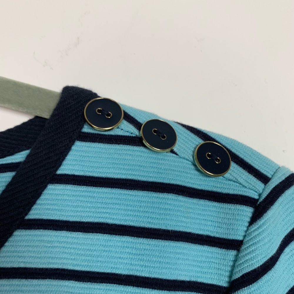 🍩Talbots Striped Fit and Flare Dress Medium Blue - Picture 3 of 5